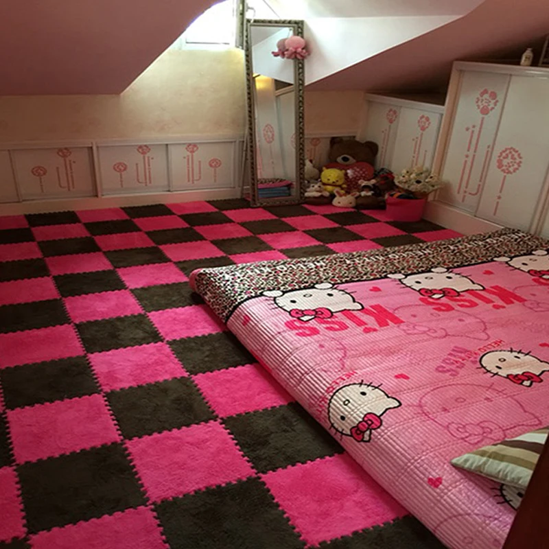 Floor Mat Carpet DIY Nordic Ins Room Plush Velvet Bedroom Full Rooms Children's Girls Net Pink Mat Floor Mats Plush Surface Crop 6