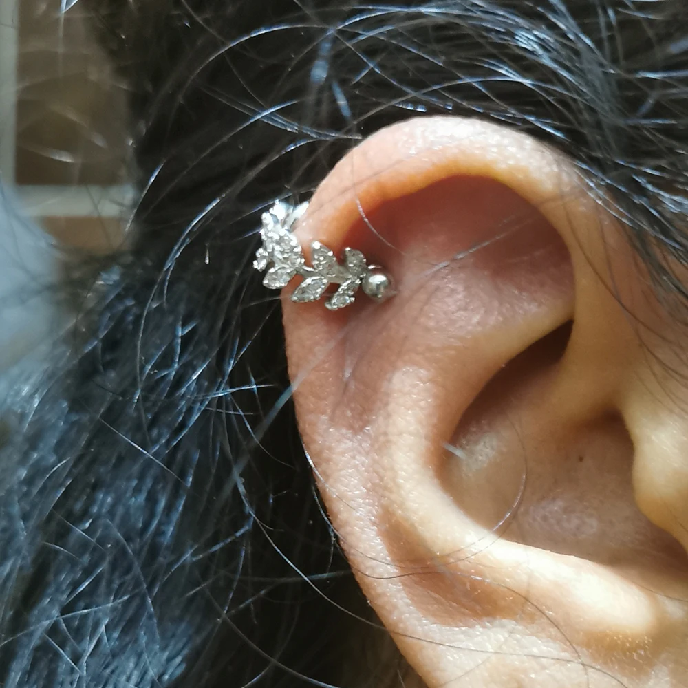 Geometric Earrings Ear Cuffs Earrings 2pcs Surgical Steel Barbell Earring Helix Tragus Cartilage Daith Micro with CZ Zircon Hoop Loop Ear Cuff Piercing Jewelry