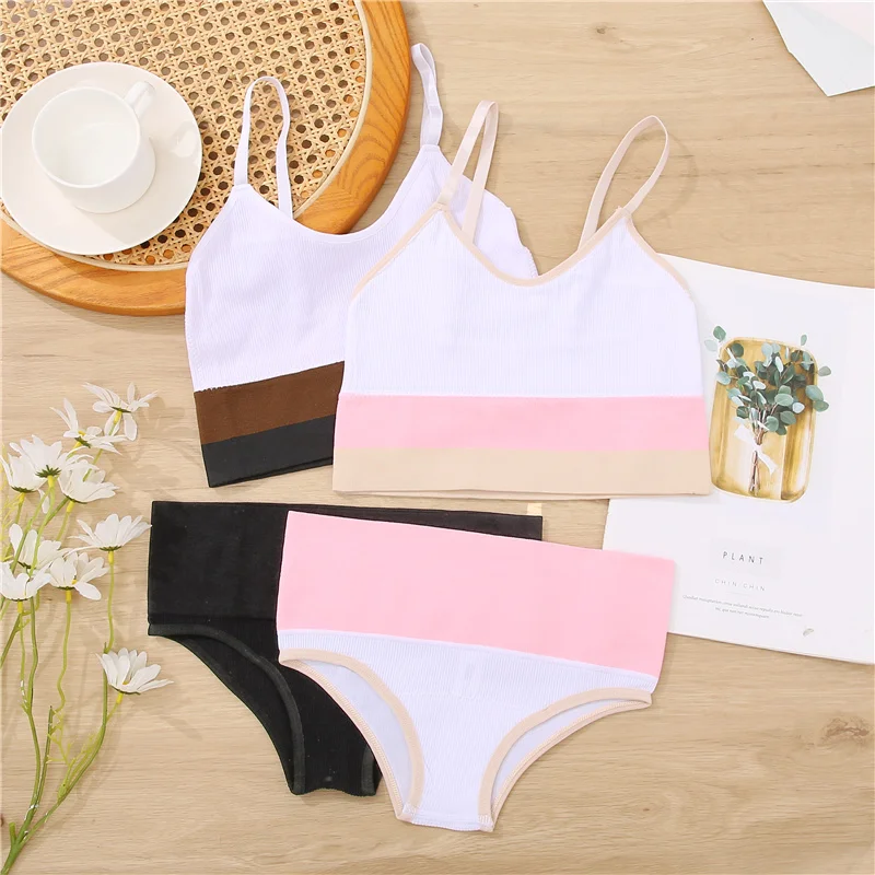 Women Sexy Bra Sets Patchwork Bralette High Waist Panties Female Seamless Push Up Bra Lingerie Girls Sport Top Underwear Briefs white underwear set