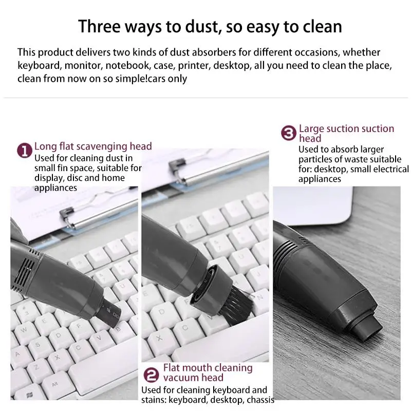 Мини-пылесос USB щетка Ki Dust Вакуумный Очиститель Три головки съемный автомобильный Внутренний воздушный вентиляционный инструмент для очистки пыли