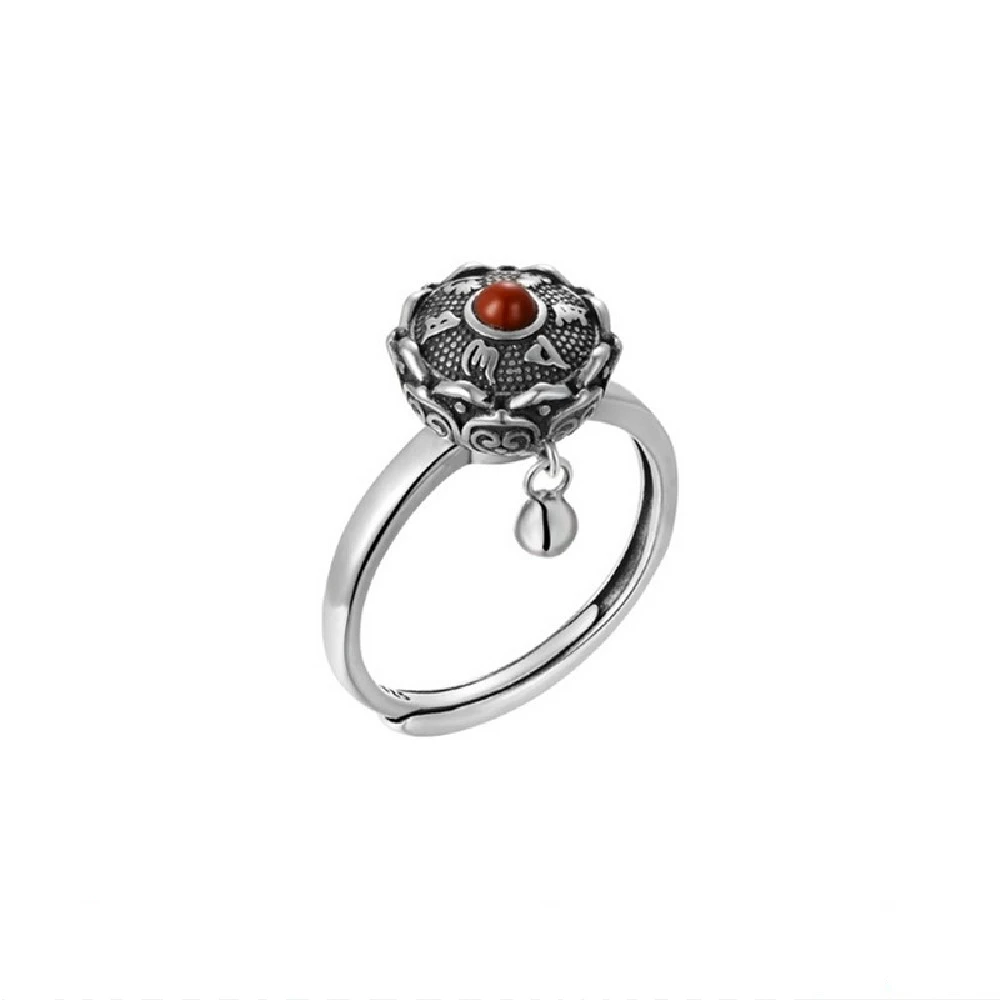 Finger Ring Vintage Spinner Rings Jewelry For Women Rotatable Lotus Anti Stress