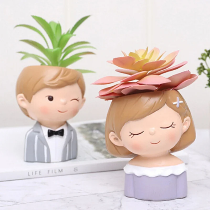 Succulent Plant Pot Girl Flower Planter Flowerpot Create Design Lovely Little Princess Home Bonsai Pots  Maceteros Decorativos