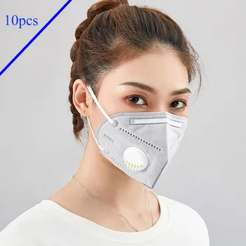 

Hot Sell Valve Mask 10pcs Packaging KN95 Dustproof Anti-fog Valve Face Masks 6 layers Filtering 99% Filtration Breathable Mask