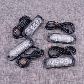 

CITALL 4Pcs Universal White/Amber Surface Mount 12-24V 20W 4-LED Emergency Warning Flashing Grill Strobe Light