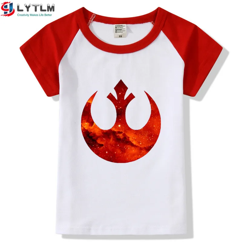 LYTLM/Детские рубашки для девочек Детская футболка с надписью «The Force Awakens» футболка для малышей в стиле аниме Летние Стильные футболки для мальчиков с рукавами реглан - Цвет: DX Raglan Red