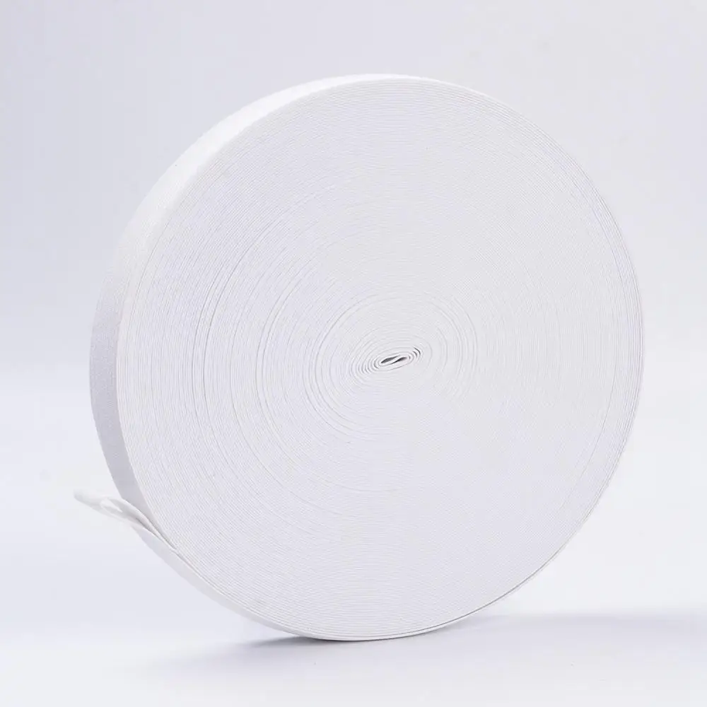 

40m Flat Elastic Rubber Band for Face Mask Ear Loop White Mask Elastic Cord DIY Mask Material Webbing Sewing Accessories 25mm