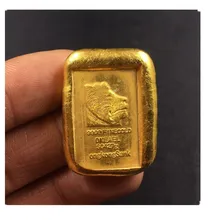 Antike Antiken Gold Barren Hong Kong Zwei Kupfer Vergoldete Gold Bars Lion Kopf Kopie