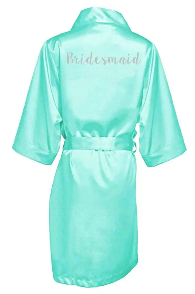 Mint Bridesmaid Owiter мятный халат подружки невесты мать сестра невесты свадебный подарок халат кимоно атласные халаты Подружка невесты пижамы - Цвет: Mint Bridesmaid