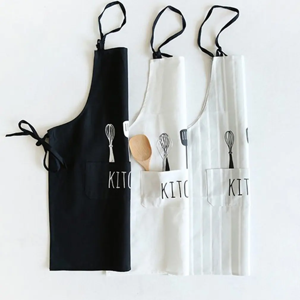 Comfortable Full Cotton Grill Apron Women Men Commercial Restaurant Barbecue Home Dining Room Cooking Halterneck Aprons