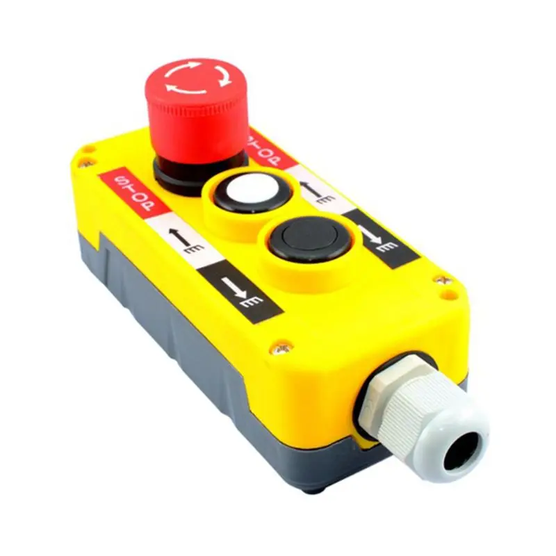 Водонепроницаемый промышленный кнопочный переключатель аварийный стоп для Электрический кран висячее украшение станция управления - Цвет: Цвет: желтый