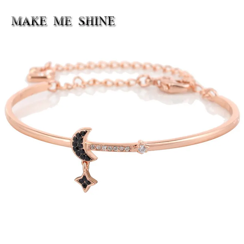 Высокое качество Женский Элегантный SWA Звезда Луна модный браслет ручная цепочка Кристалл Подарки