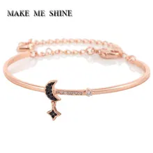 Высокое качество Женский Элегантный SWA Звезда Луна модный браслет ручная цепочка Кристалл Подарки