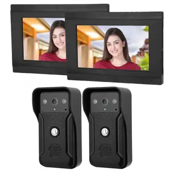 

7in Wired Wifi 2 Cameras&Monitors 1080P Video Intercom Night Vision Doorphone 100-240V
