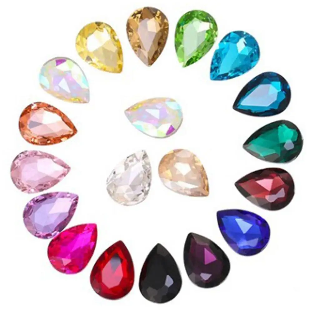 

20PCS 10*14mm AB Resin Drop Flatback Rhinestone Scrapbook Charms Faceted Crystal Spacer Loose Beads Glass DIY Craft Appliques