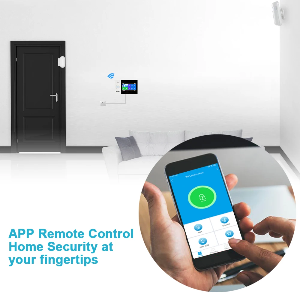 Awaywar WIFI GSM smart Alarm System home Security Burglar kit 4.3 inch touch screen APP Remote Control RFID Arm Disarm