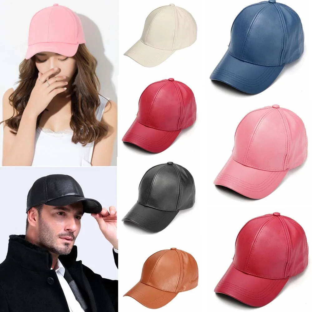 1 pcs Caps Baseball Golf Cap Black Leather Outdoor Sport Adjustable Hat