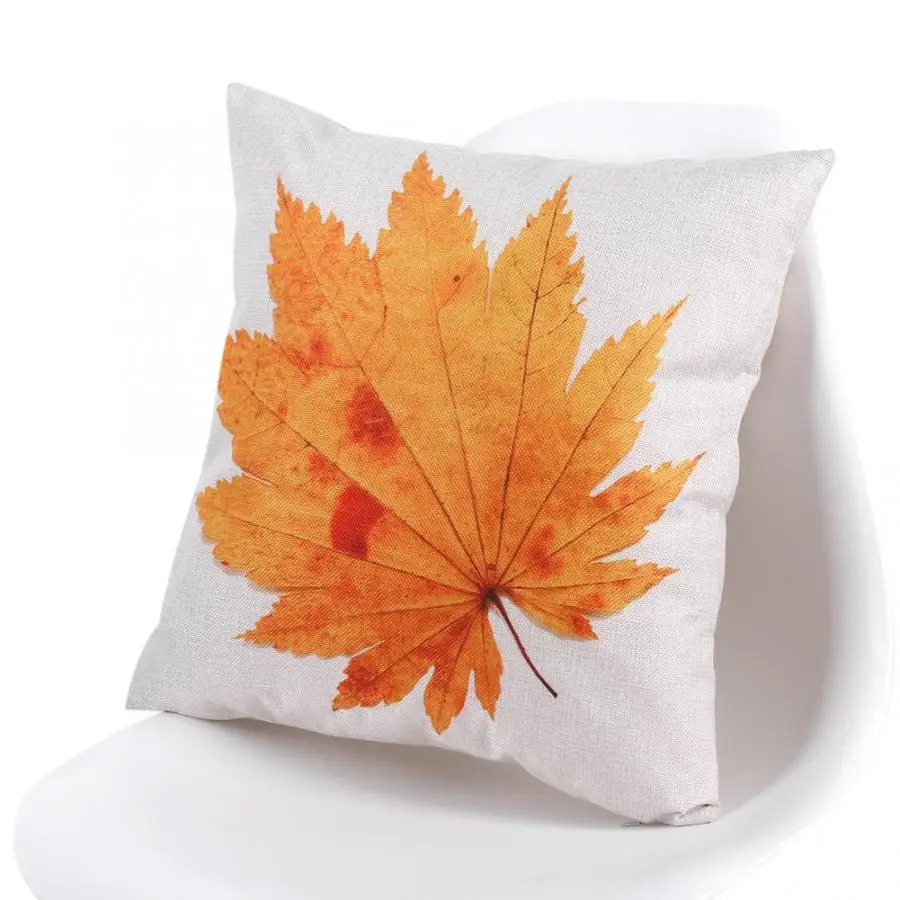 Чехол для подушки 45x45 см с рисунком кленового листа, дизайнерский чехол для подушки, льняной чехол для подушки, чехол для подушки, декоративная подушка для дивана