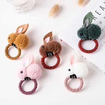

Fashion Cute Ball Rabbit Hair Ring Female tie rope Korean Elastic Rubber Hair Bands Bunny Hair Rope Children's Hair Accessories