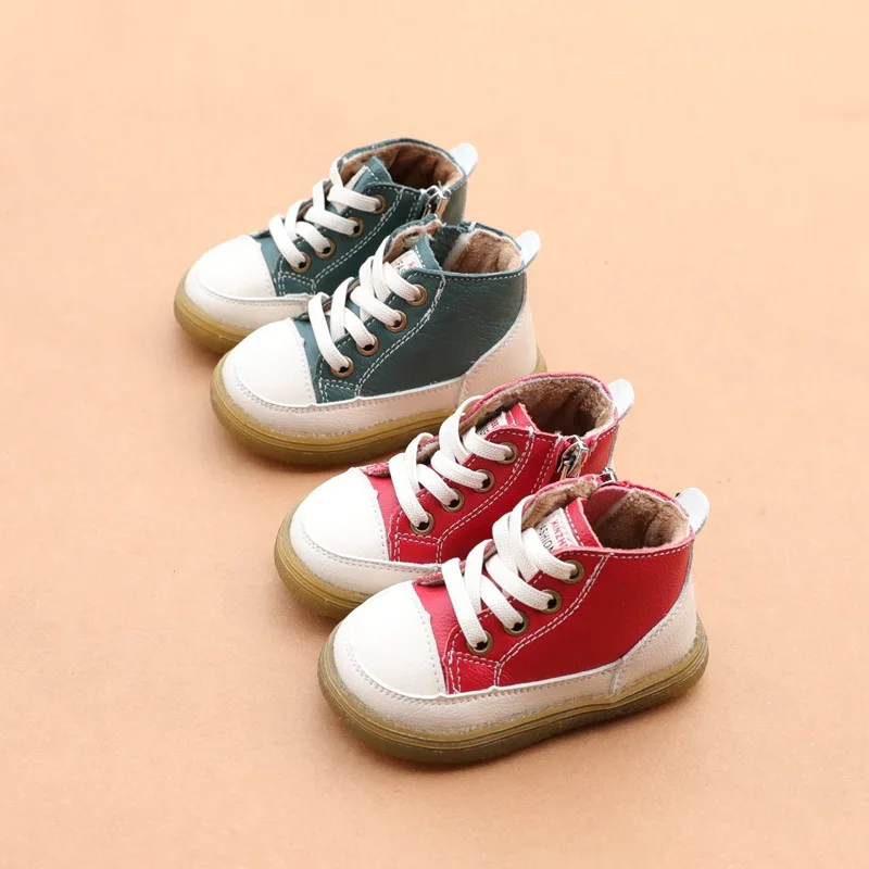 Children's Shoes Genuine Leather Baby Winter Shoes 1-2 Years Old Baby Cotton Shoes Autumn and Winter Shoes Baby Boots