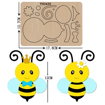 

Lovely bee wooden cutting dies Scrapbook clipboard craft knife die mould compatible common die cutting machines with pad