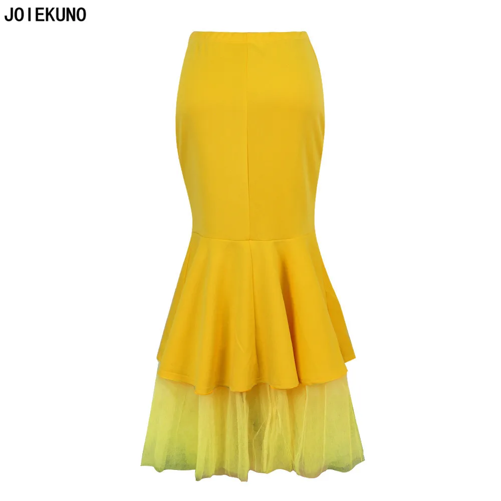 JOIEKUNO K8870 Высокая уличная мода размера плюс длинная юбка для женщин faldas mujer moda пикантные однотонные женские вечерние на пуговицах
