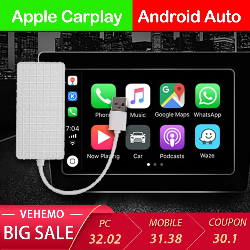 VEHEMO USB Link CarPlay адаптер для Smart TV 5V Carlinkit автомобильный Apple Android плеер навигации GPS