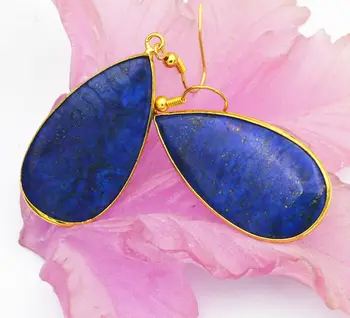 

New Natural lapis lazuli Gold-plated Handmade Water Earring