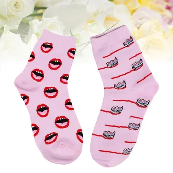 

Winter Autumn High Ankle Socks In Tube Sock Cotton Teeth and Toothbrush Women Men Socks (Pink)