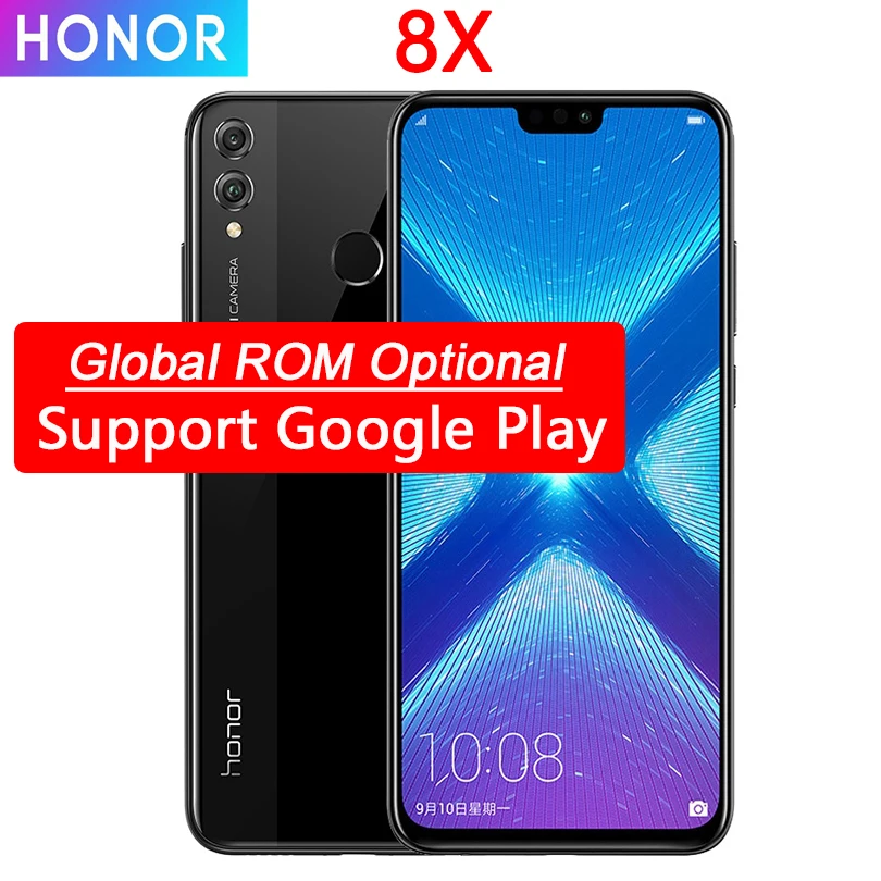 Мобильный телефон Honor 8X экран 6 5 дюйма аккумулятор 3750 мАч на базе Android 8.2 двойная