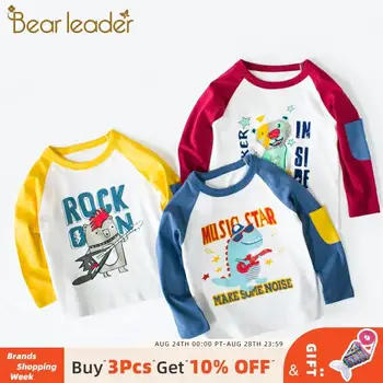 

Bear Leader Children's Autumn Clothing Boys Thin Long Sleeve Underwear Kids Dinosaur and Letter Cartoon Pattern T-Shirt Clothes