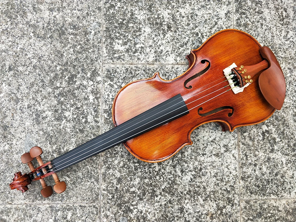 handmade violin 4/4 3/4 Retro Spruce Panel Maple Back solid Flamed wood violin Beginners Professional Players Bow
