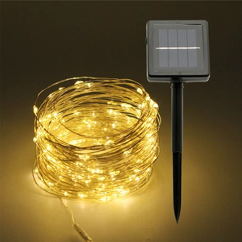 

10M 20M Christmas Vibe Garden Street Lights Strip Fairy Warm White Solar Rechargeable Copper Wire String Lighting