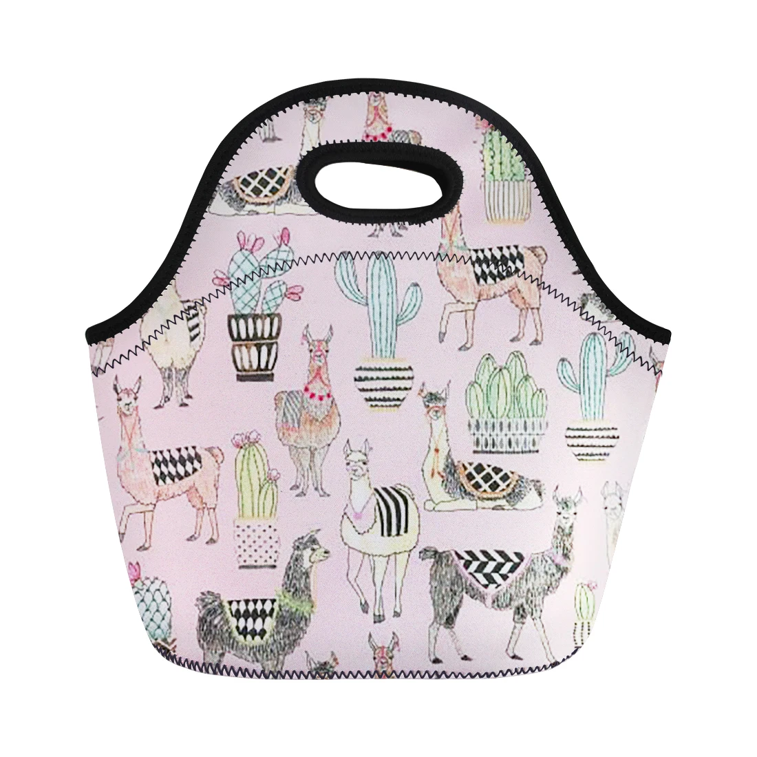 THIKIN 3D Alpaca Print Keep Warm Lunch Bag for Women Cute Kids Insulated School Lunch Box Family Picnic Insulated Bag Waterproof - Цвет: As Picture