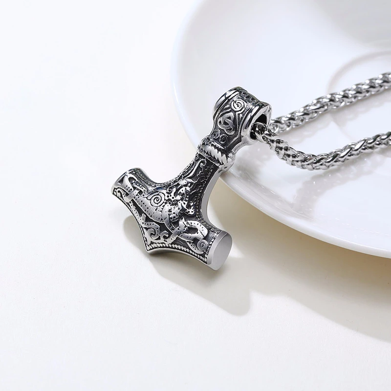 NORDIC VIKINGS MJöLNIR HAMMER OF THOR PENDANT STAINLESS STEEL ANIMAL VIKING MJOLNIR NECKLACE TALISMAN | Украшения и аксессуары