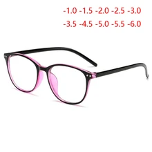 Заклёпки блокирующий синий светильник очки для близорукости женские синие пленки покрытие овальные литературные близорукие очки-1,0-1,5 до-6
