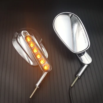 

Chrome Rear View Mirrors Muscle LED Turn Signals Light case for Harley V-ROD V ROD VRSCF