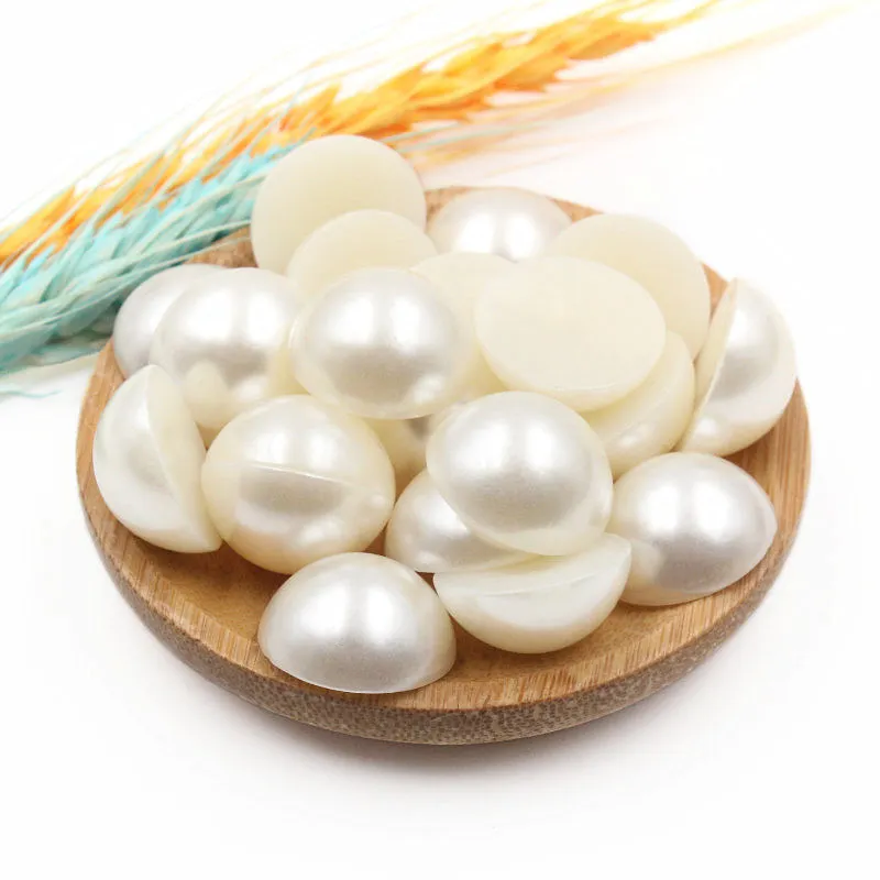 Flat Back White ABS Imitation Pearl Beads Half Round Flatback