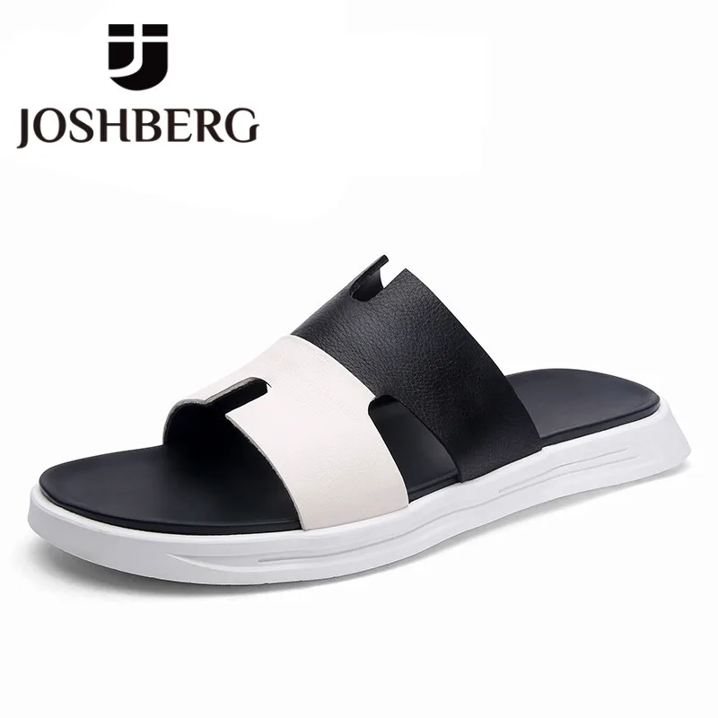 

JOSHBERG New Arrival Slippers Cow Leather Hard-Wearing Men Plus Size Men Shoes Adult Classic Mens Slippers Zapatos De Hombre