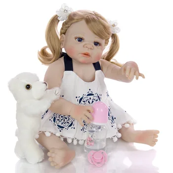 

2019 57cm Newborn Reborn Doll Baby Simulation Soft Vinyl Dolls Children Lifelike Toys Baby Friend for Girl Birthday Gift