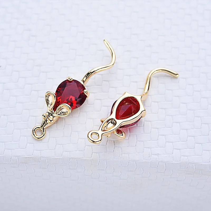 20pcs Copper material Plated gold color mouse animal charm Delicate drop-shaped earring pendant