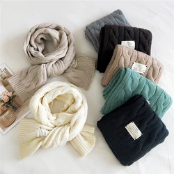 Korean Version Thick Warm Chain Pattern Scarf All-match Stylish Neutral Accessories Winter Fashion Knitted Wool Scarf