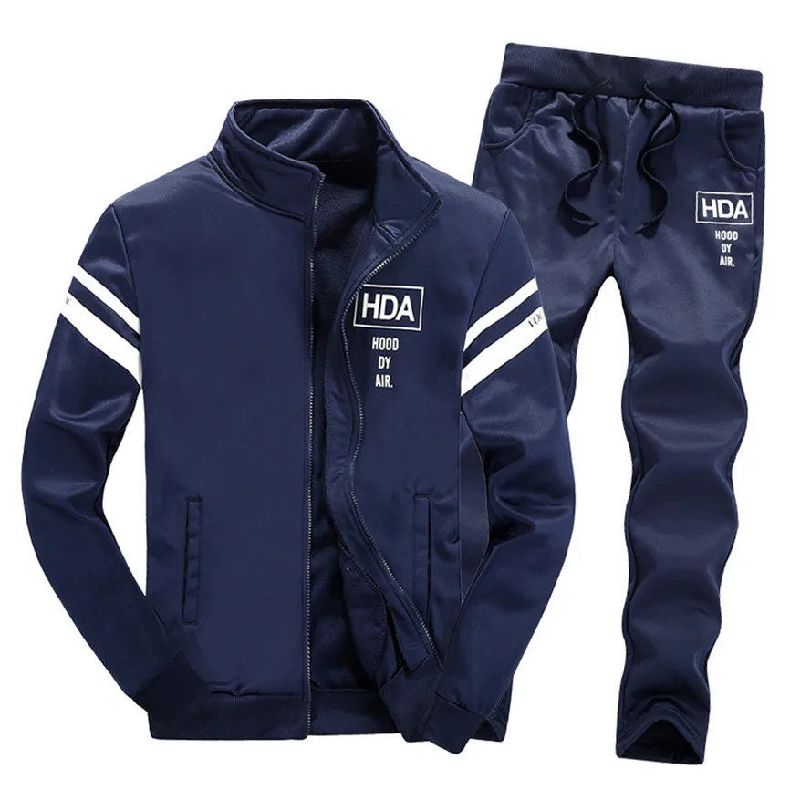 

Hoodie Sets Mens Tracksuit 2 Pieces Set Men Zipper Sweatshirt+Pants Casual Track Suit Sportswear Autumn Winter Set
