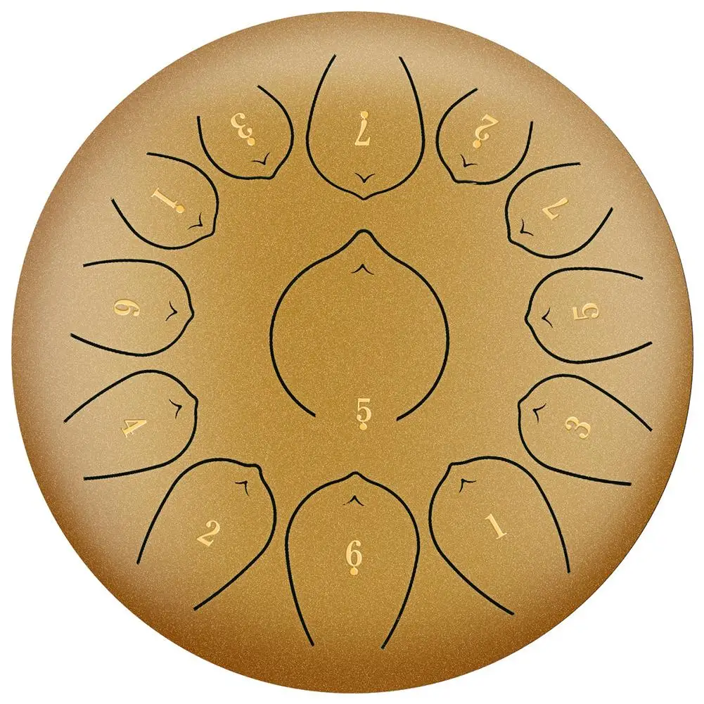 High Quality 12 Inch 13 Note Stainless Steel Tongue Drum Percussion Instrument Lotus Hand Pan Drum With Drum Mallets Carry Bag