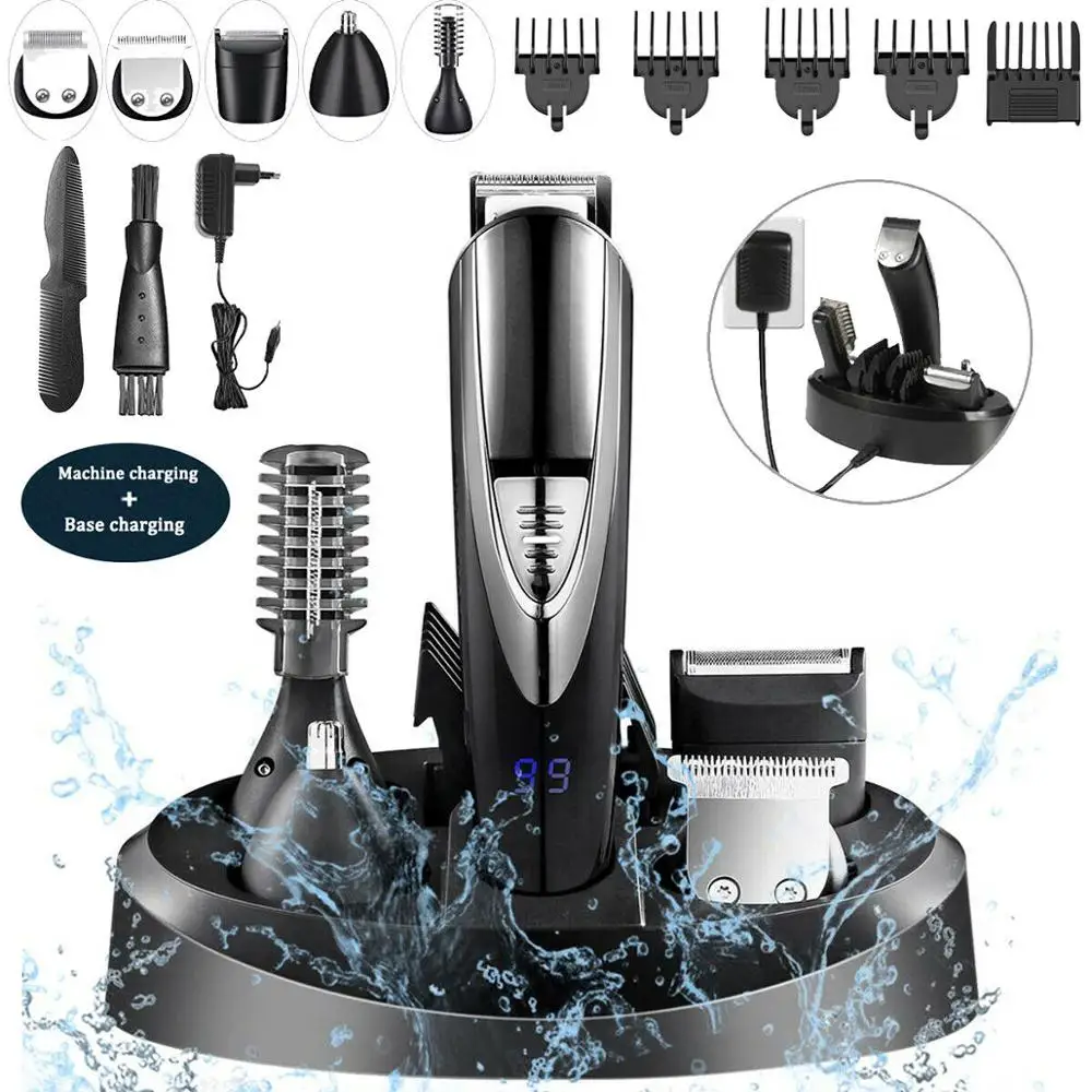 5IN1 Professional Hair Trimmer Rechargeable Electric Hair Clipper Cordless Barber Carving Haircut Ceramic for Kid/Men/Adults