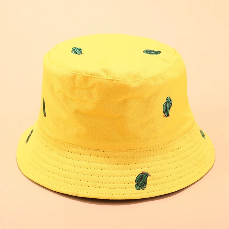 Панама с смайликом, двусторонняя Панама со смайликом, унисекс, модная кепка с Бобом, хип-хоп, Gorro, мужская летняя кепка - Цвет: Yellow Cactus
