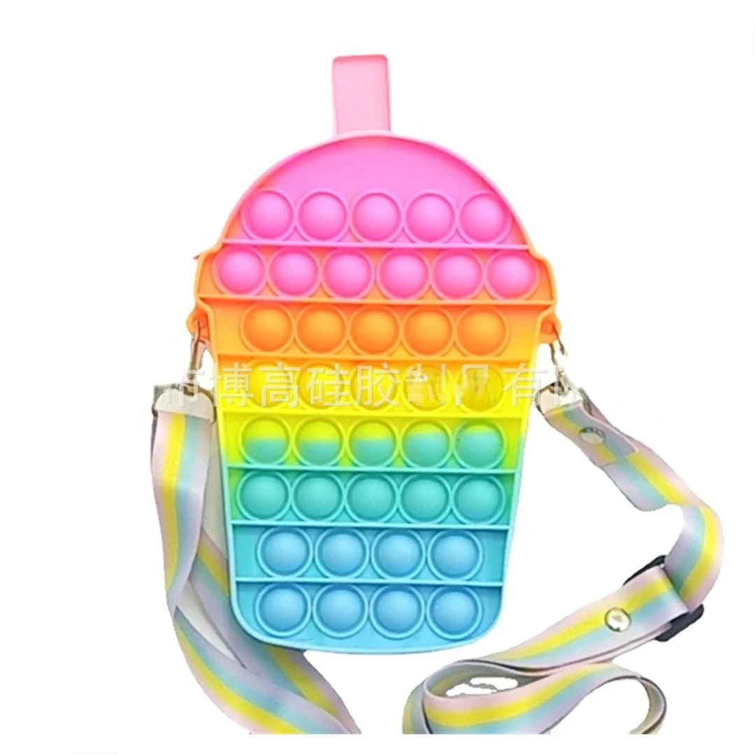 120 Styles Push Children Pop It Rainbow Unicorn Shoulder Bag Fidgeted Toys Popit Push Bubble Coin Purse Relieve Fidgeted Toys squishy ball with net Squeeze Toys