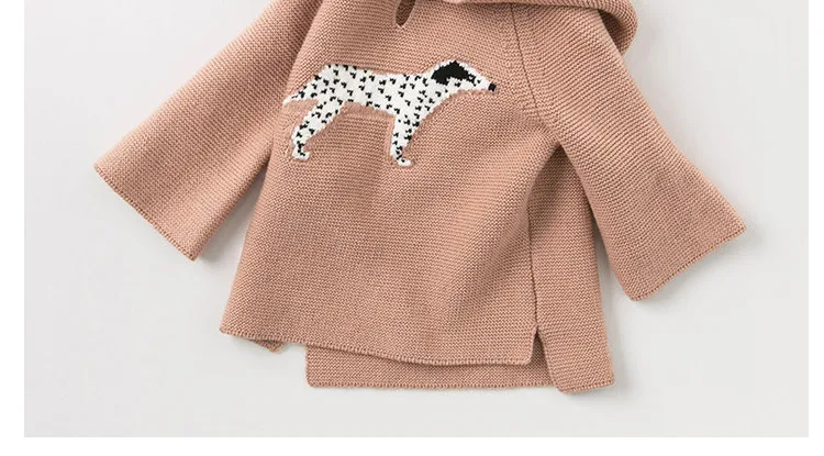 DB11420 dave bella/милый Зимний вязаный свитер с капюшоном и рисунком для маленьких девочек; детский Модный пуловер; Изысканные топы для малышей