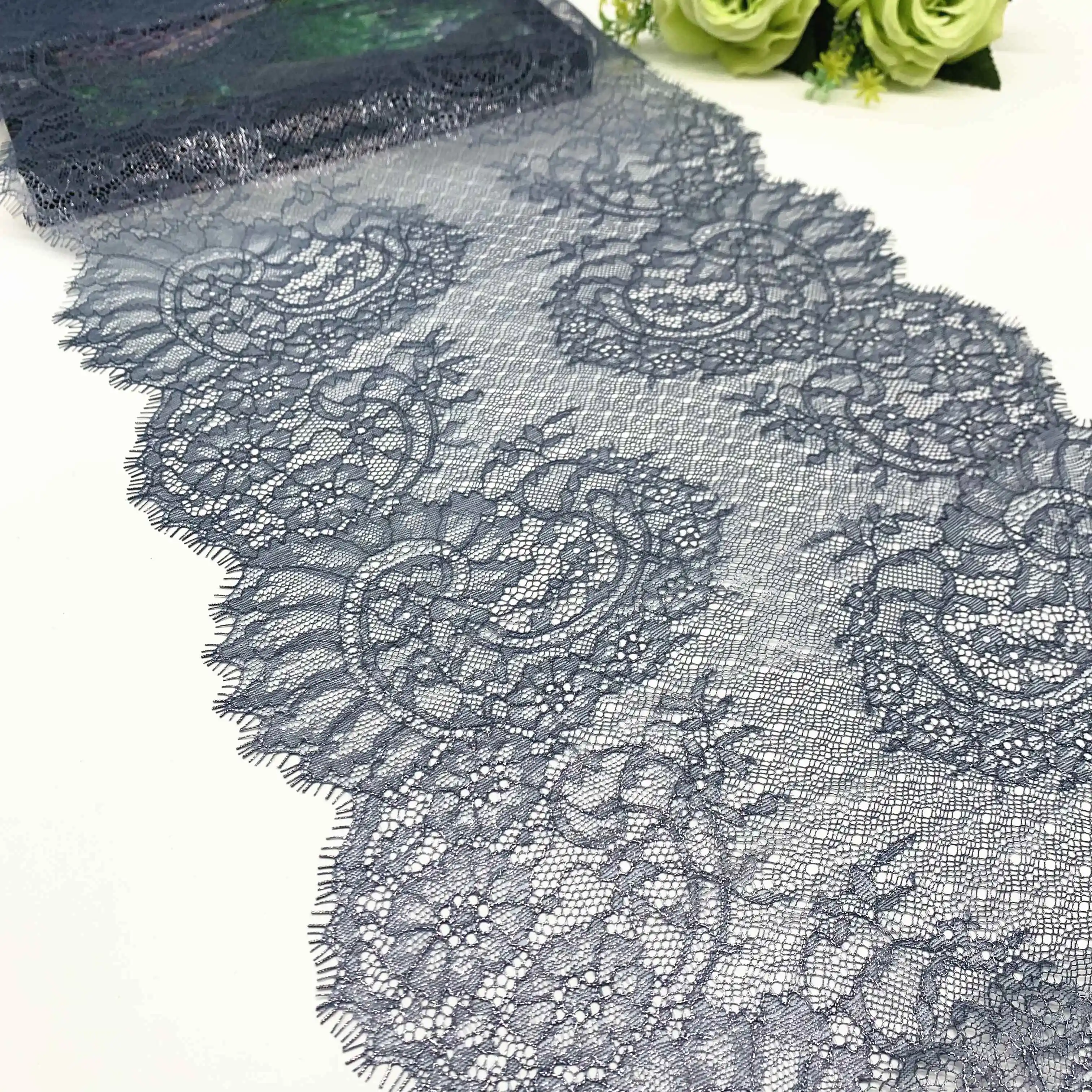 3 M/lot 1.50M/pc Width 27.50-32.50cm 13 color Eyelash Lace Trim Foil No-Elastic Shimmer Glitter Trimming 6