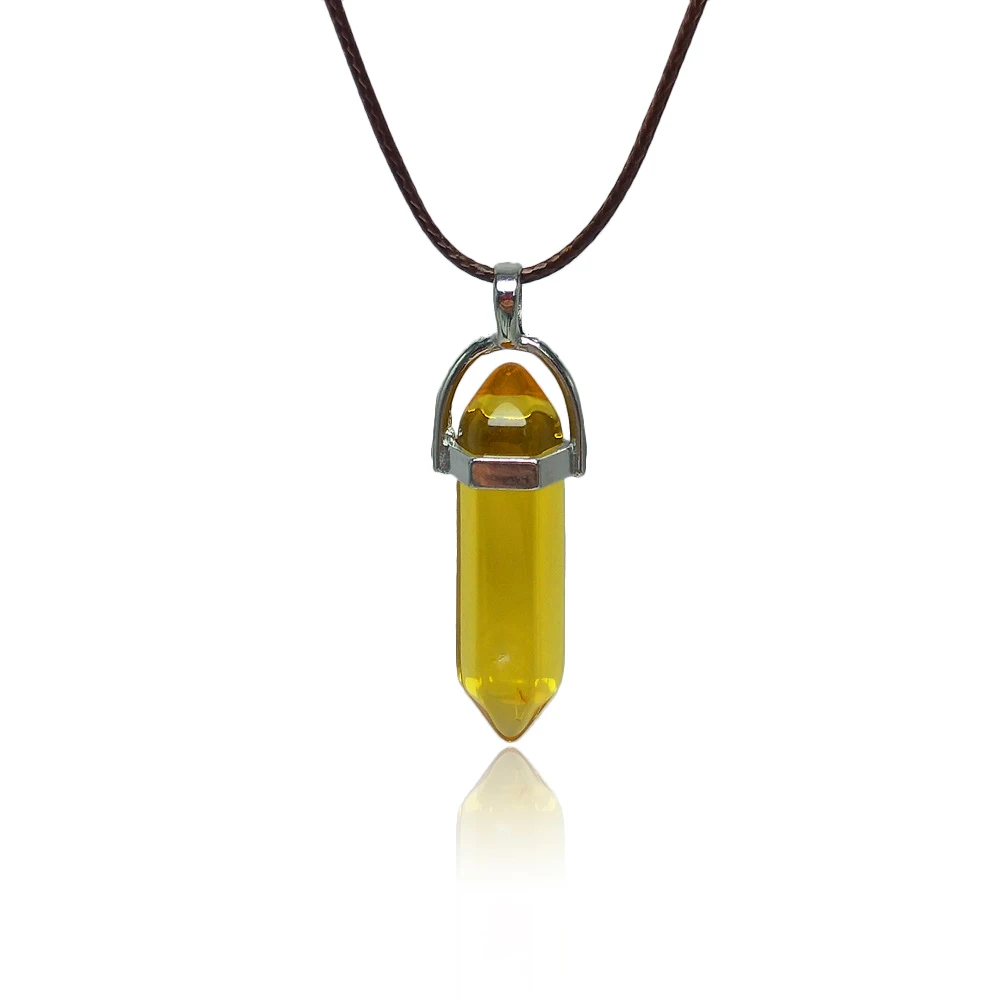 Новинка модное ожерелье с желтым драгоценным камнем и кристаллом 1 шт. Кварцевая