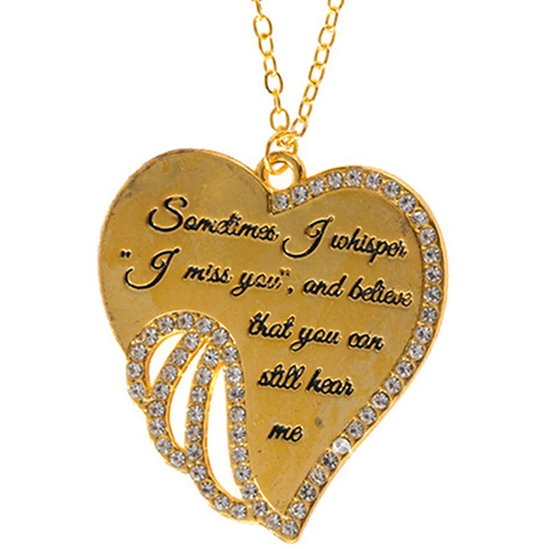 Sometimes I Whisper I Miss You, And Believe That You Can Still Hear Me Elegant Sanctity Angel Wing Necklace Jewelry Gifts - Окраска металла: GD